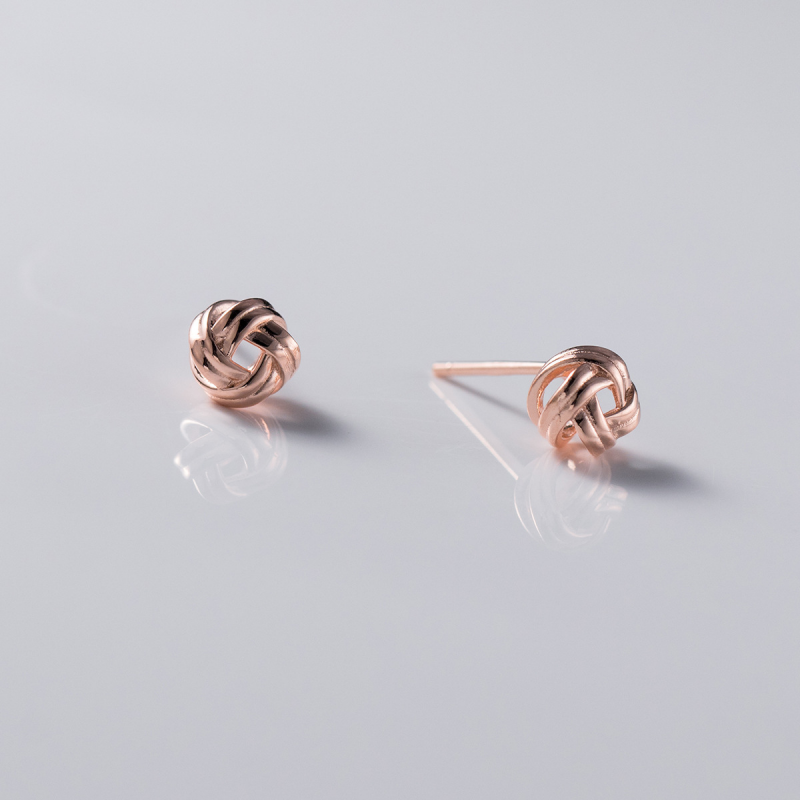 Minimalist Small Knot Stud Earrings in 925 Sterling Silver