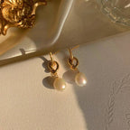 Baroque Pearl Heart Knot Earrings in 925 Sterling Silver