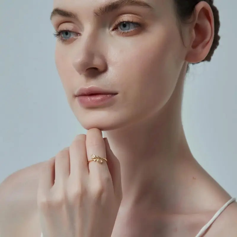 Rose Quartz Tulip Flower Bypass Ring in 925 Sterling Silver