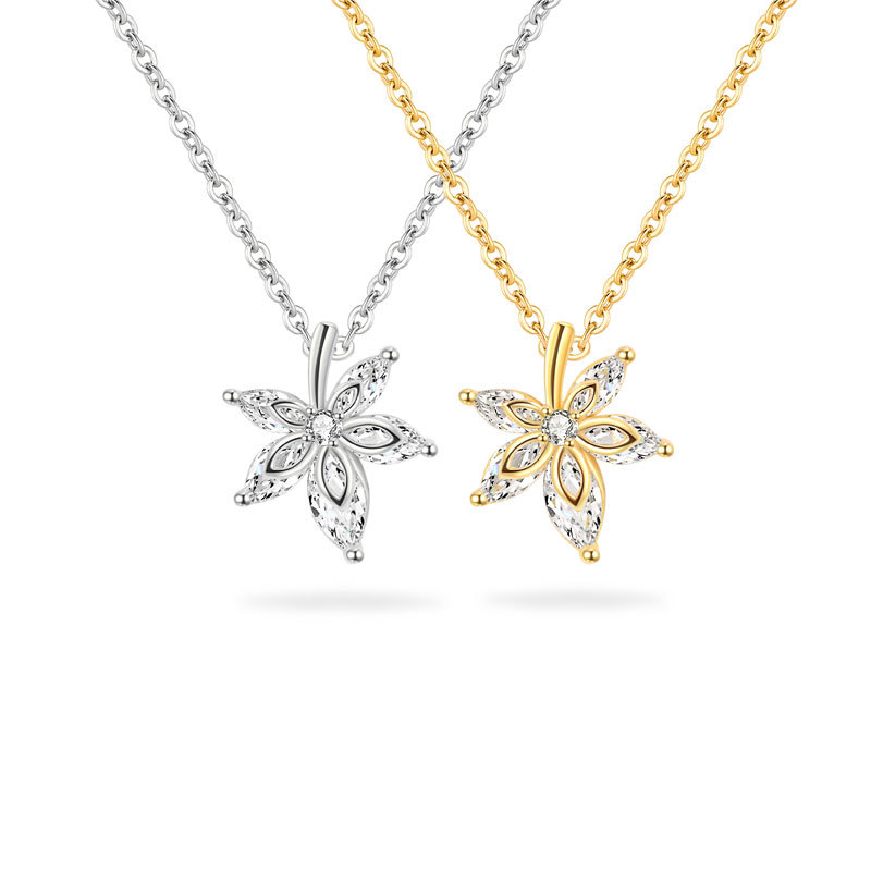 Õrn vahtralehe ripatsiga hõbedast kaelakee