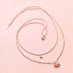 Butterfly Double Layering Necklace in 925 Sterling Silver
