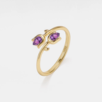 Amethyst Tulip Flower Stacking Ring in 925 Sterling Silver