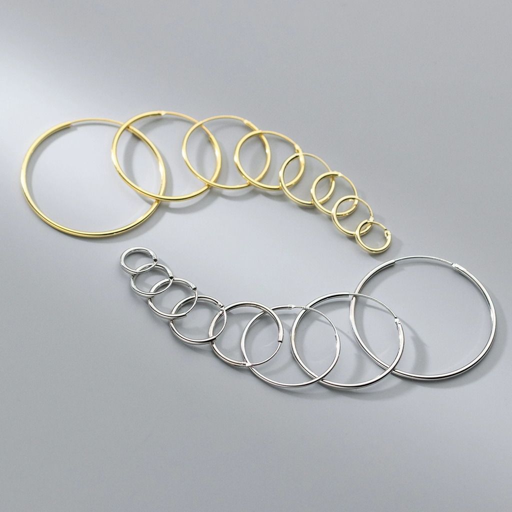Classic Thin Sleeper Hoop Earrings in 925 Sterling Silver