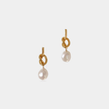 Baroque Pearl Heart Knot Earrings in 925 Sterling Silver