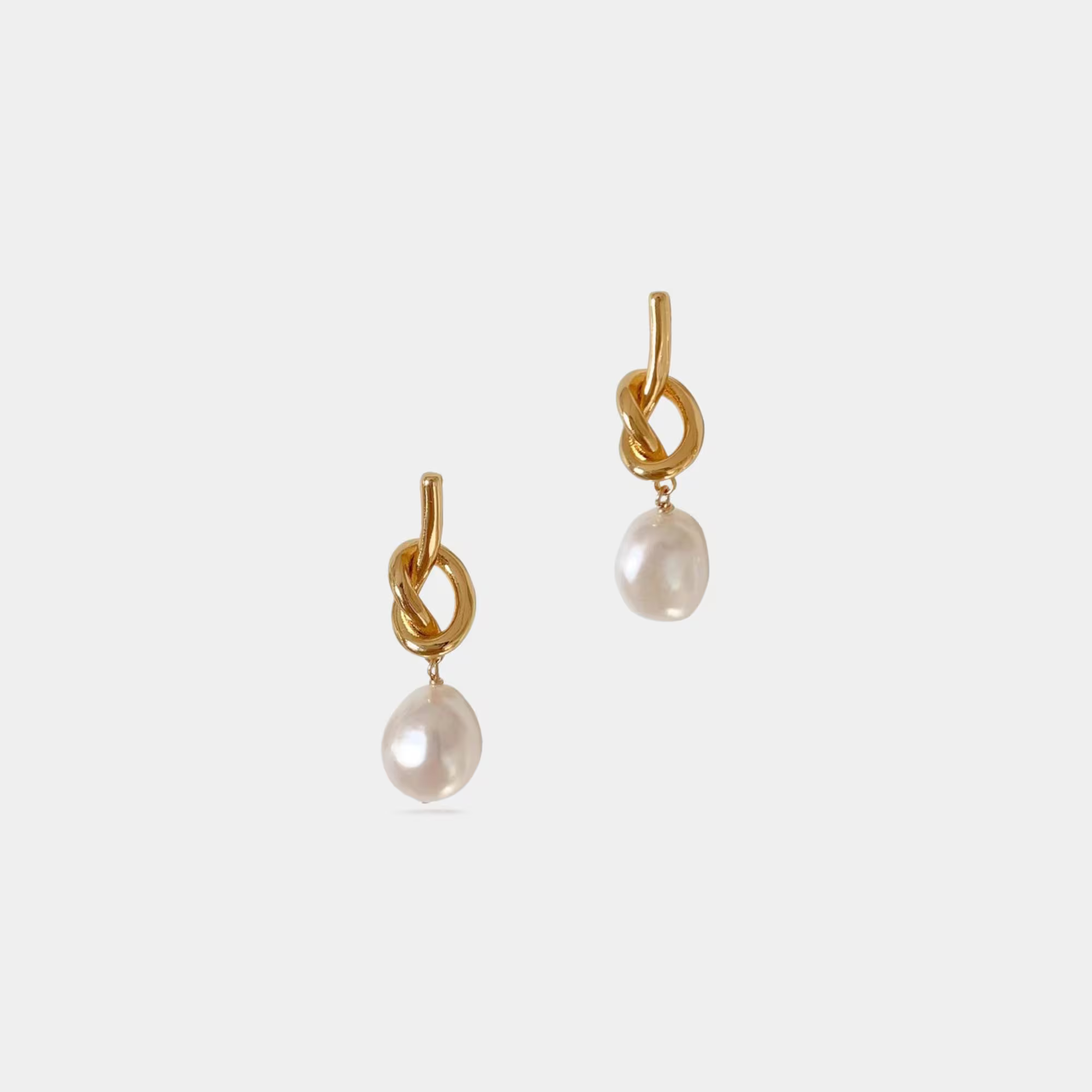 Baroque Pearl Heart Knot Earrings in 925 Sterling Silver