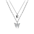 Butterfly Double Layering Necklace in 925 Sterling Silver