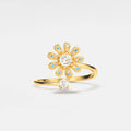 Daisy Flower Fidget Spinner Ring in 925 Sterling Silver