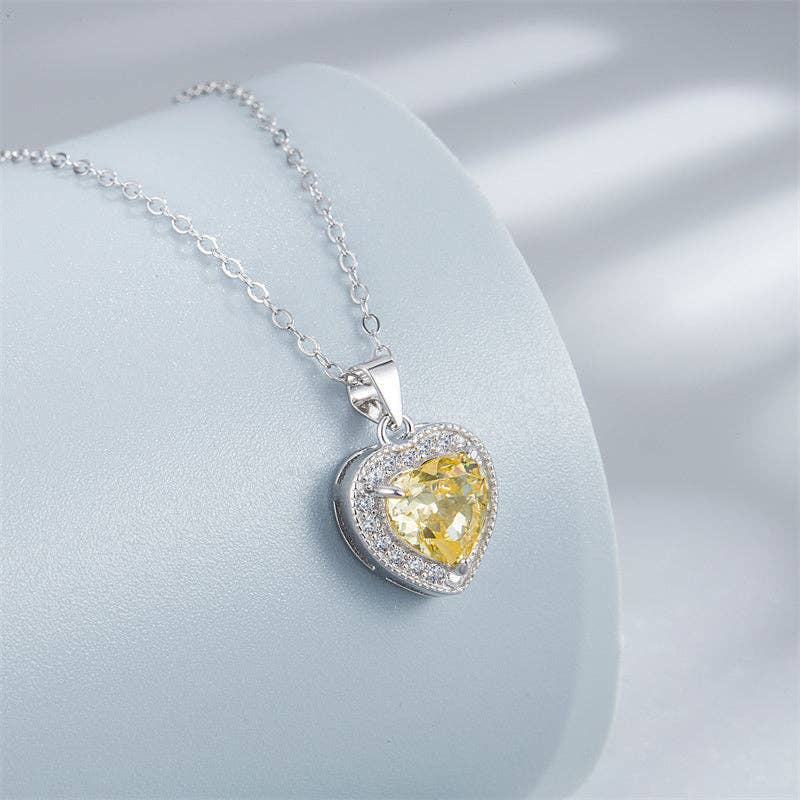 Gemstone Heart Charm Necklace