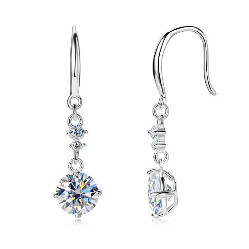 Moissanite Drop Fishhook Earrings