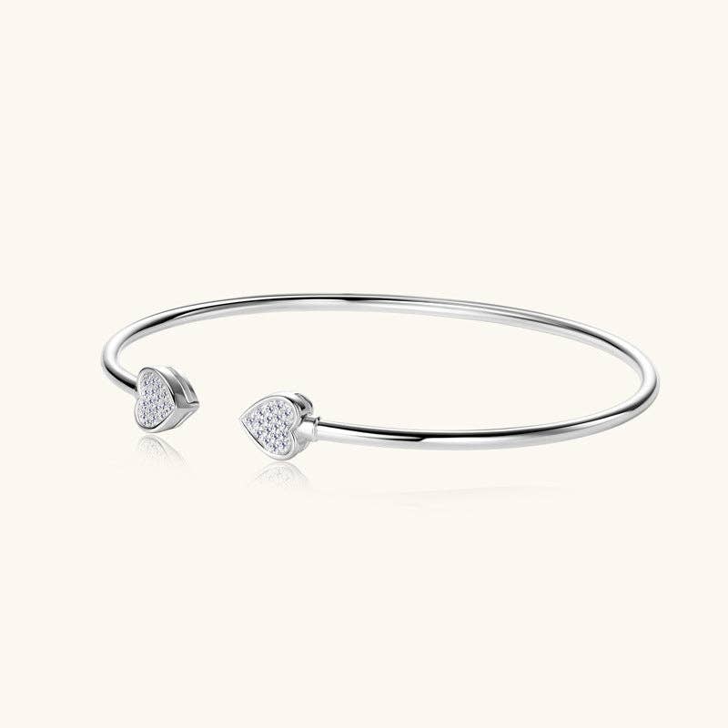 Moissanite Heart Bangle Bracelet