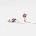 Tiny Amethyst Tulip Flower Earrings in 925 Sterling Silver