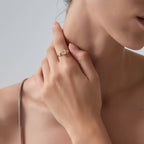 Pink Rose Quartz Leaf Stacking Ring in 925 Sterling Silver