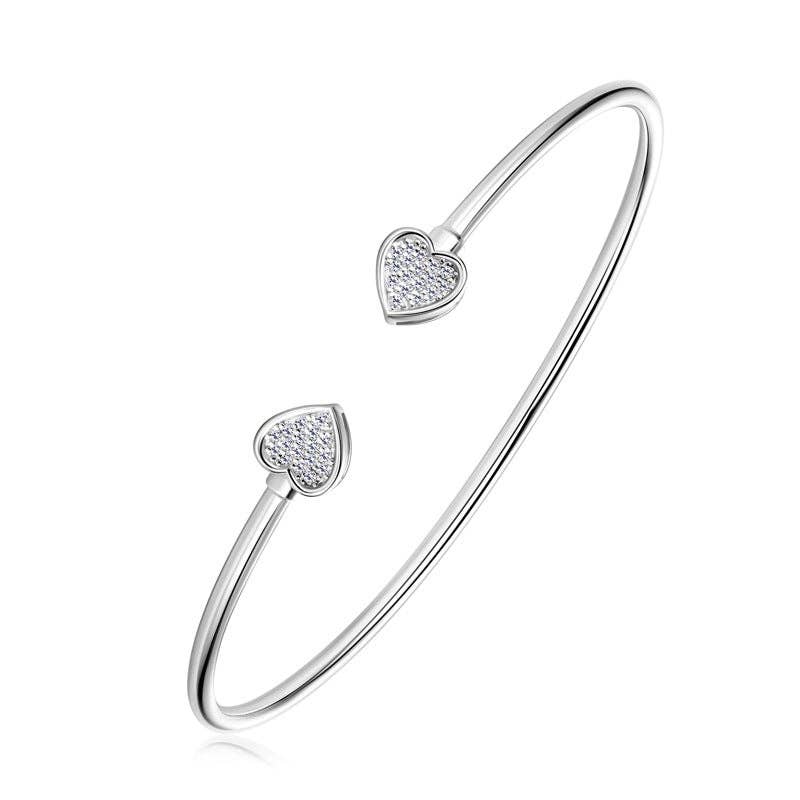 Moissanite Heart Bangle Bracelet