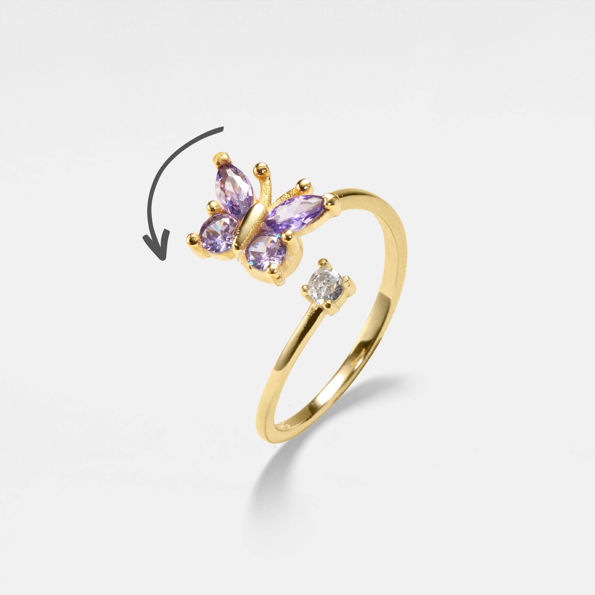 Butterfly Anxiety Fidget Spinner Ring in 925 Sterling Silver