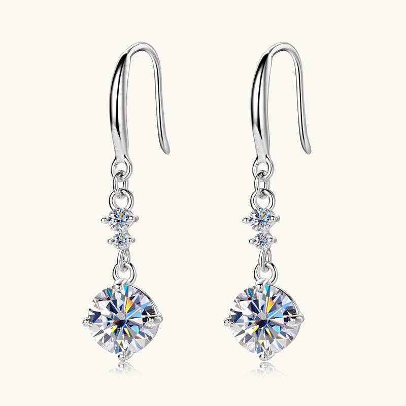Moissanite Drop Fishhook Earrings