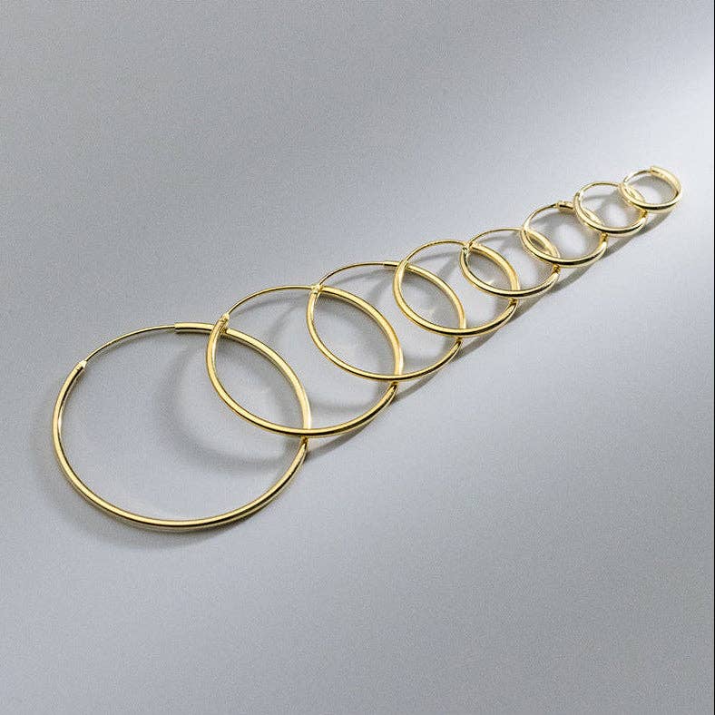 Classic Thin Sleeper Hoop Earrings in 925 Sterling Silver