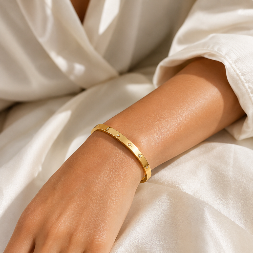 Minimalist Gold Stainless Steel Bangle Bracelet