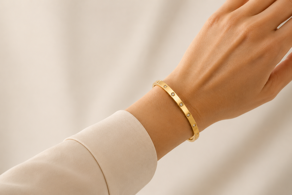 Minimalist Gold Stainless Steel Bangle Bracelet