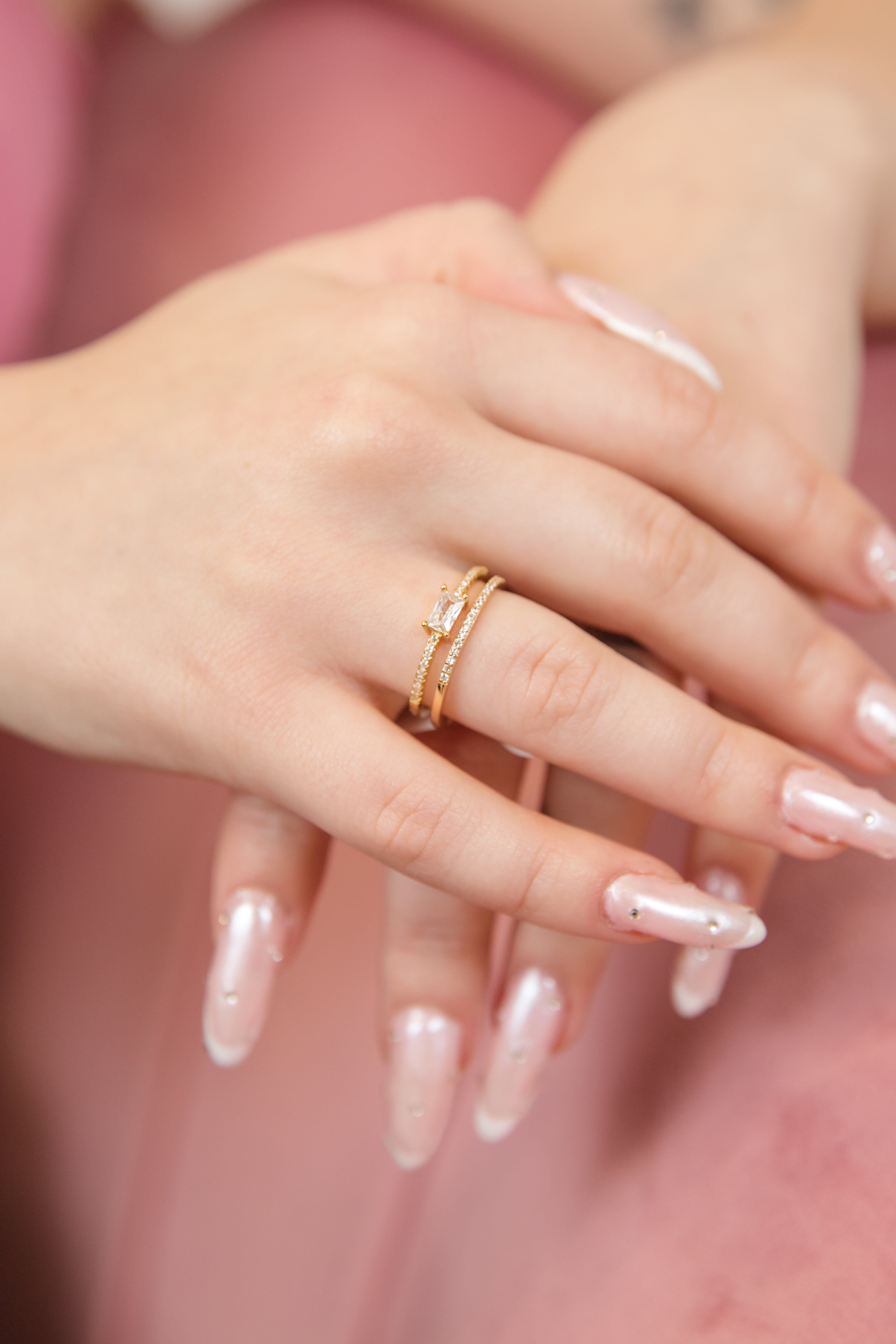Minimalist Gold-Plated Square Stone Ring