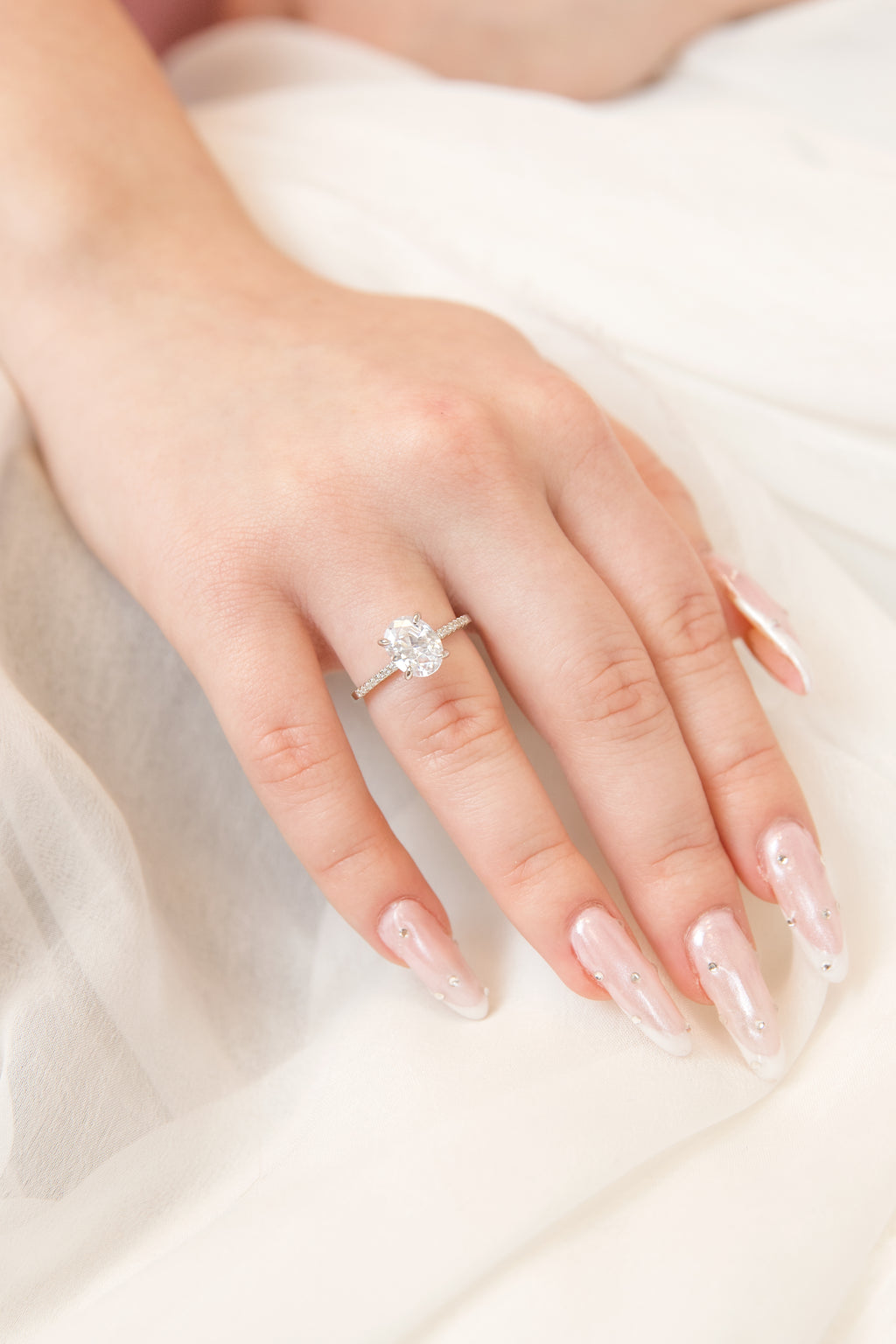 Silver Promise Ring with Large Oval Stone