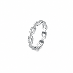 Minimalist 925 Sterling Silver Pavé Chain Link Ring