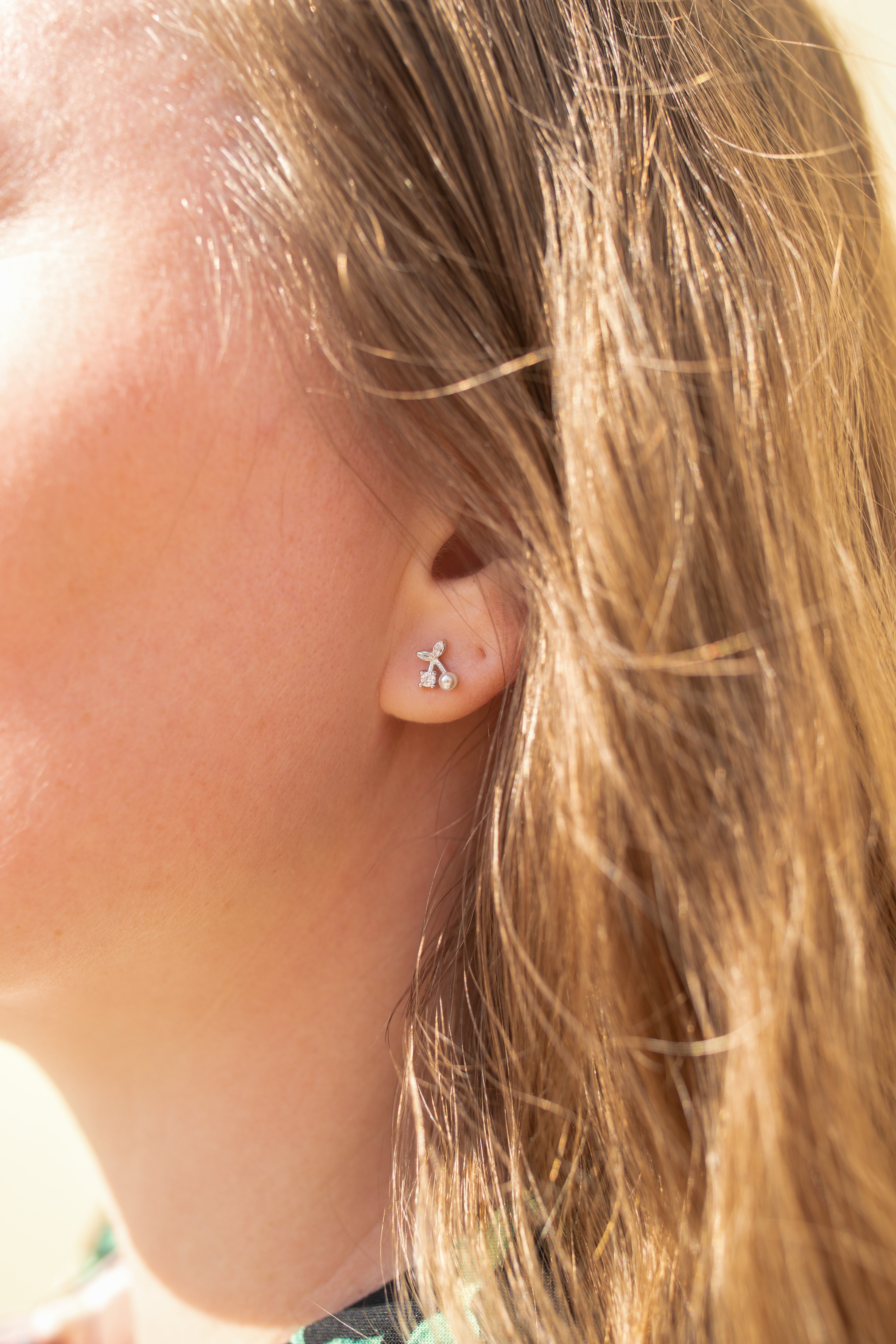 Pearl Cherry Stud Earrings