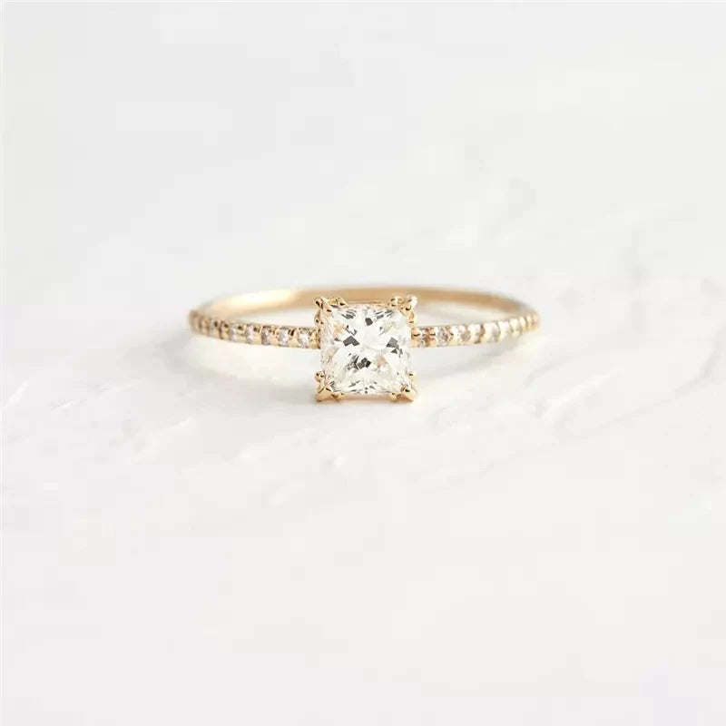 Gold-Plated Promise Ring with Large Center Stone