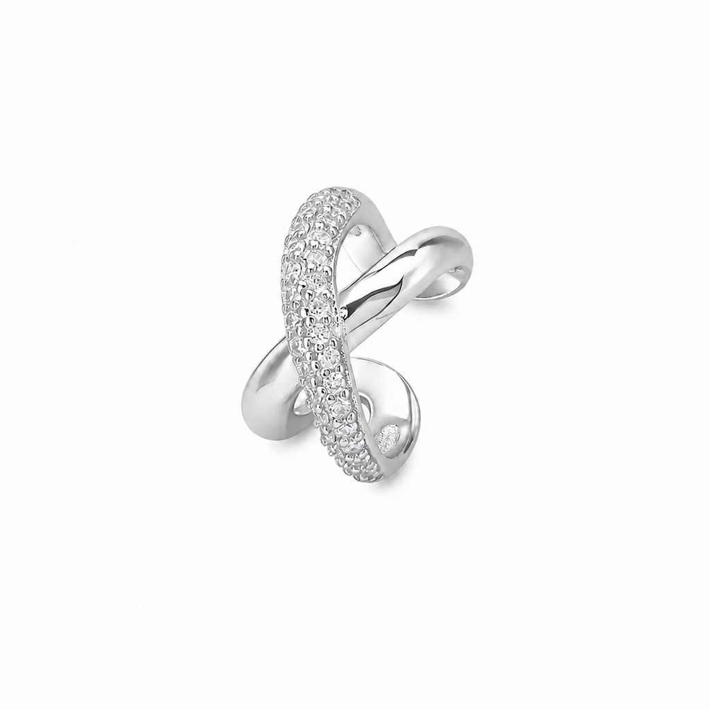 S925 Sterling Silver Cross Winding Ear Cuff