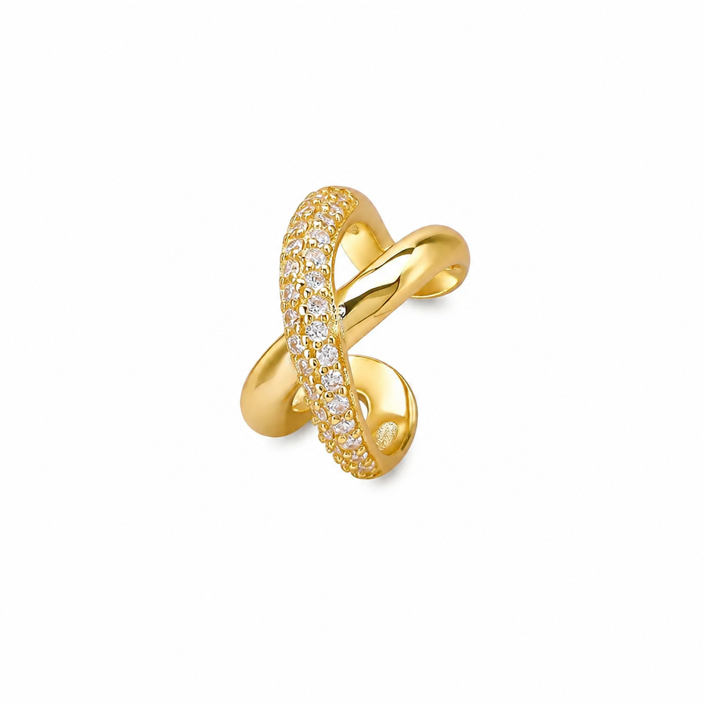 S925 Sterling Silver Cross Winding Ear Cuff