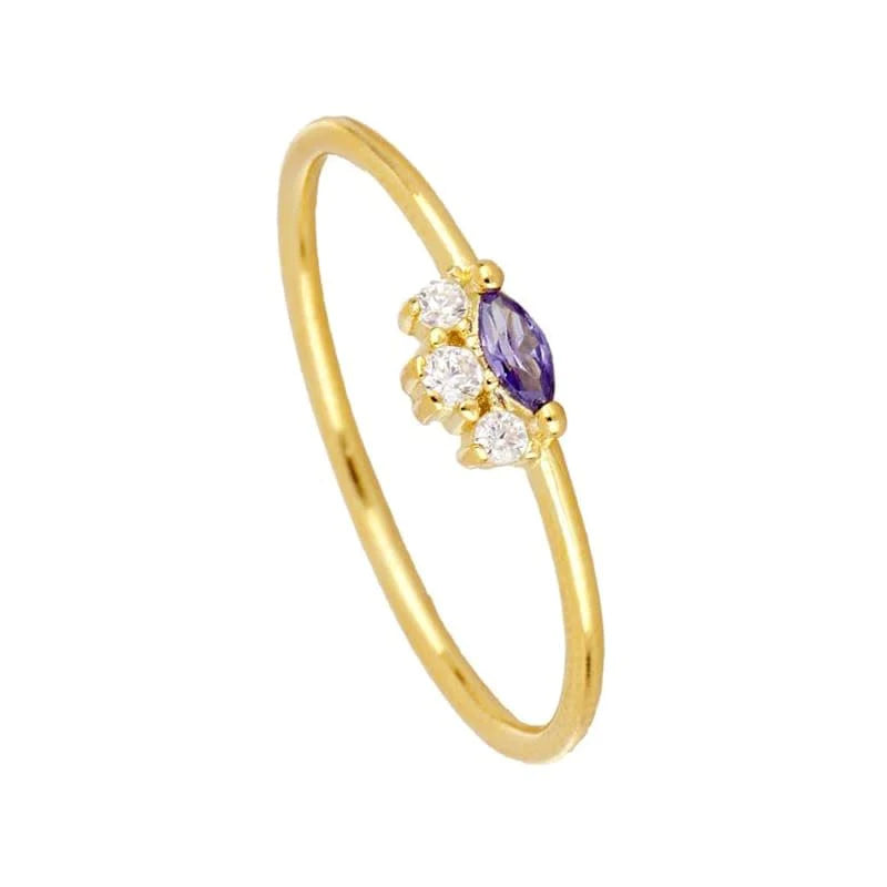 Delicate Crown Ring with Purple and White Stones