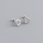 Heart Stud Earrings 925 Sterling Silver