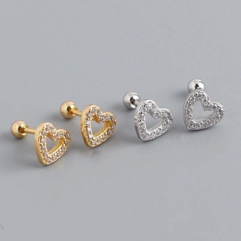 Heart Stud Earrings 925 Sterling Silver
