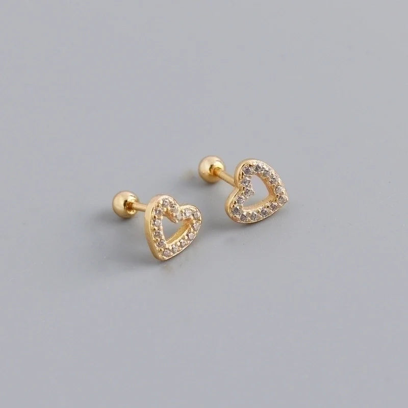 Heart Stud Earrings 925 Sterling Silver