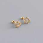 Heart Stud Earrings 925 Sterling Silver