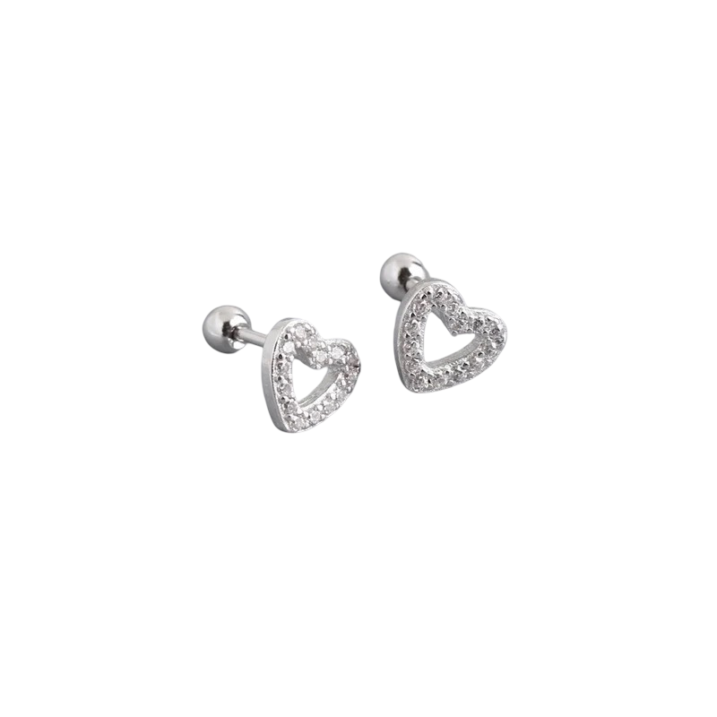 Heart Stud Earrings 925 Sterling Silver