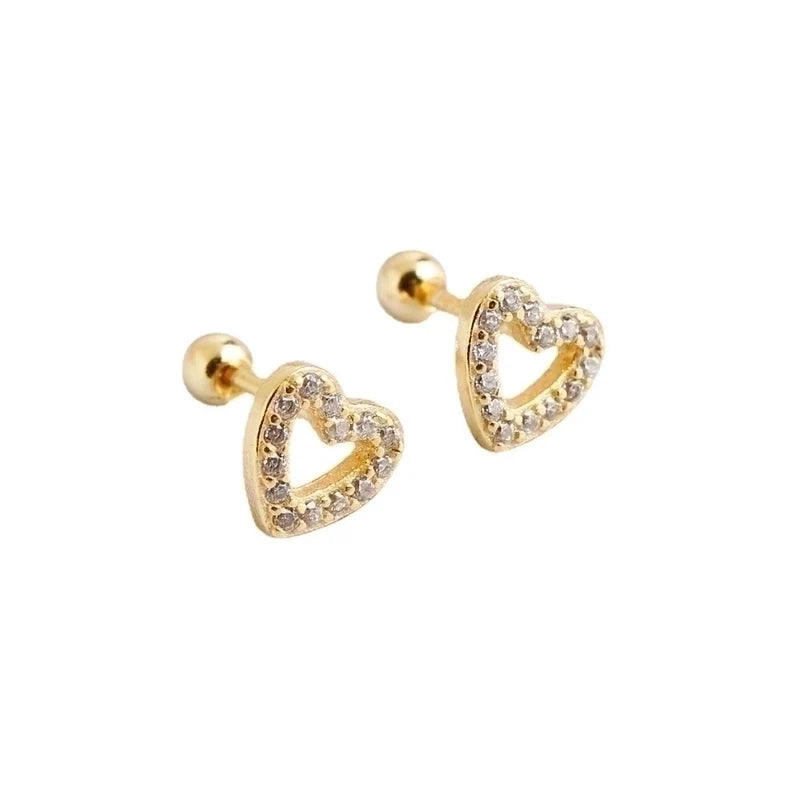 Heart Stud Earrings 925 Sterling Silver