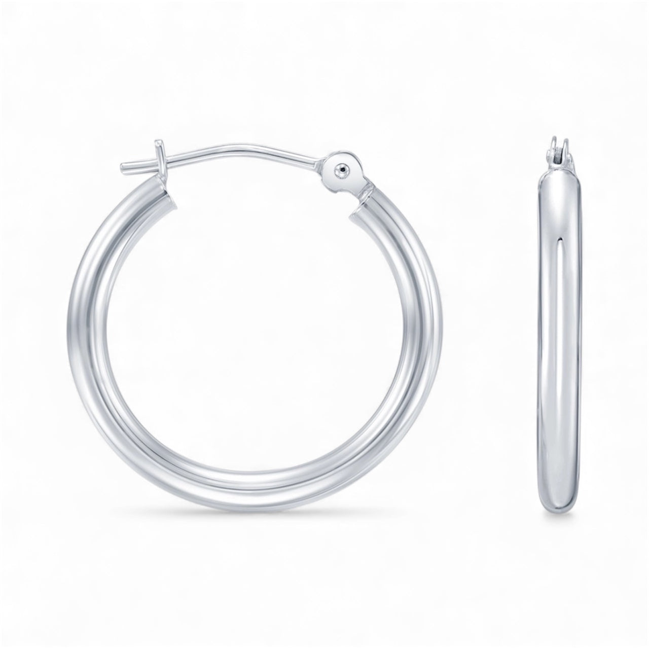 14K Yellow Gold Classic Polished Hoop Earrings - Unisex