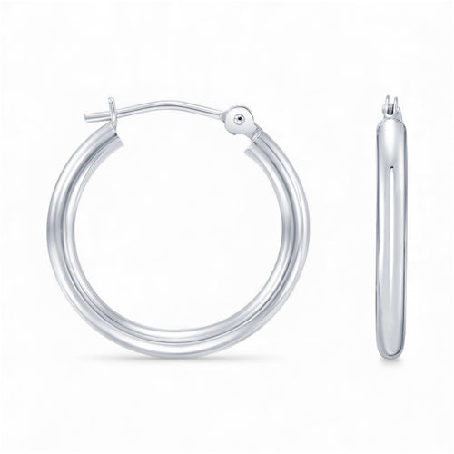 14K Yellow Gold Classic Polished Hoop Earrings - Unisex