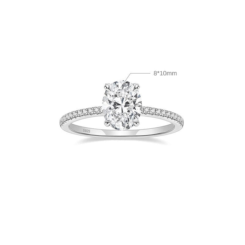 Silver Promise Ring with Large Oval Stone