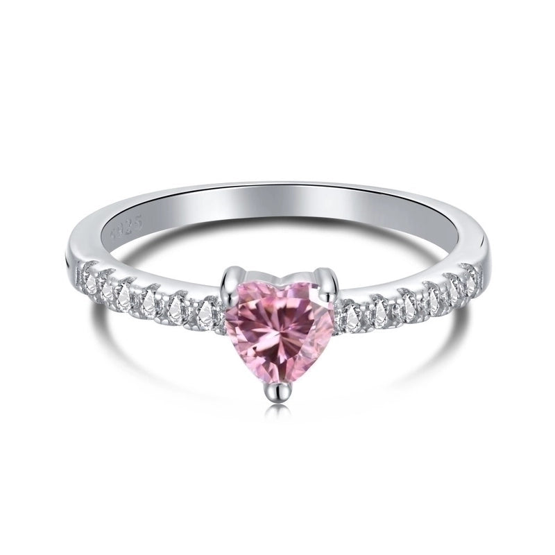 Pink Heart Pave Band Stacking Ring