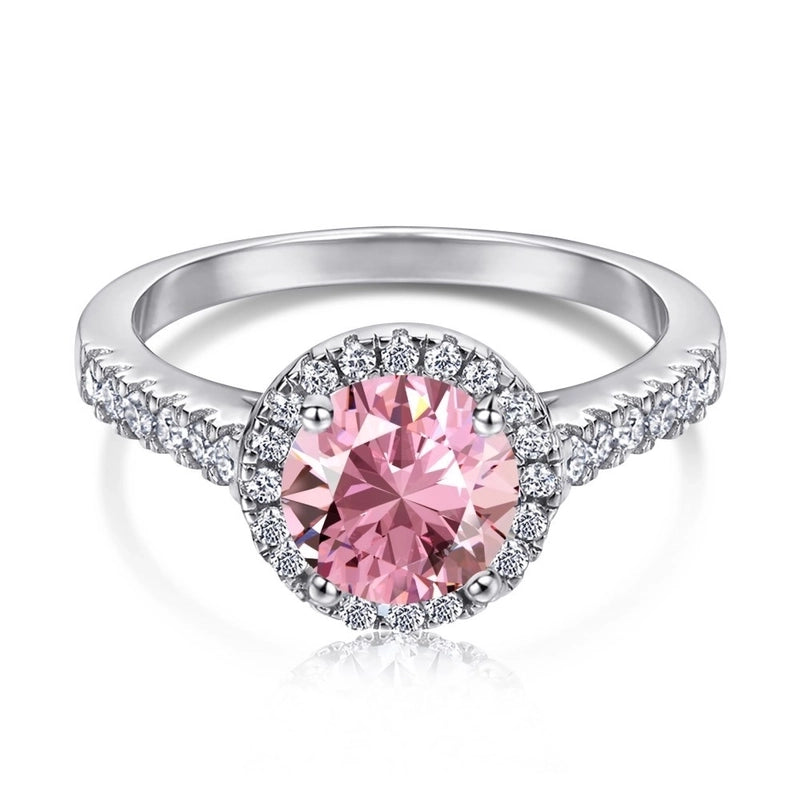 Silver Ring with Large Round Pink Stone