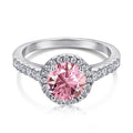 Silver Ring with Large Round Pink Stone