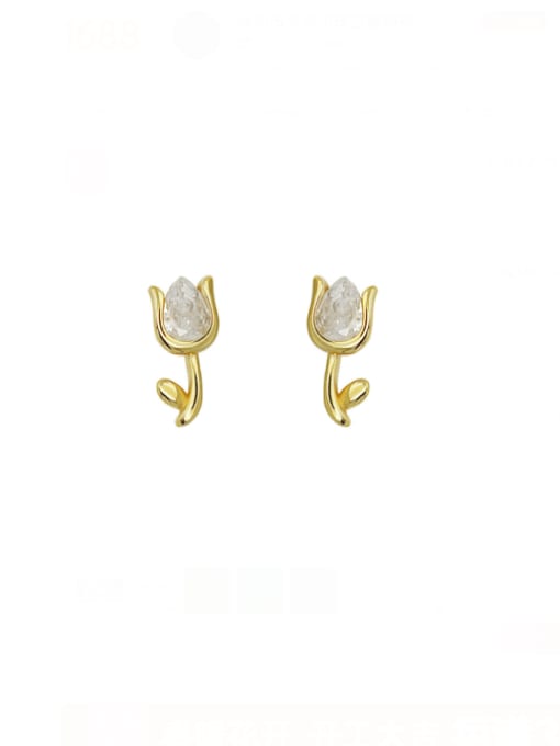 Tulip Stud Earrings with Stone