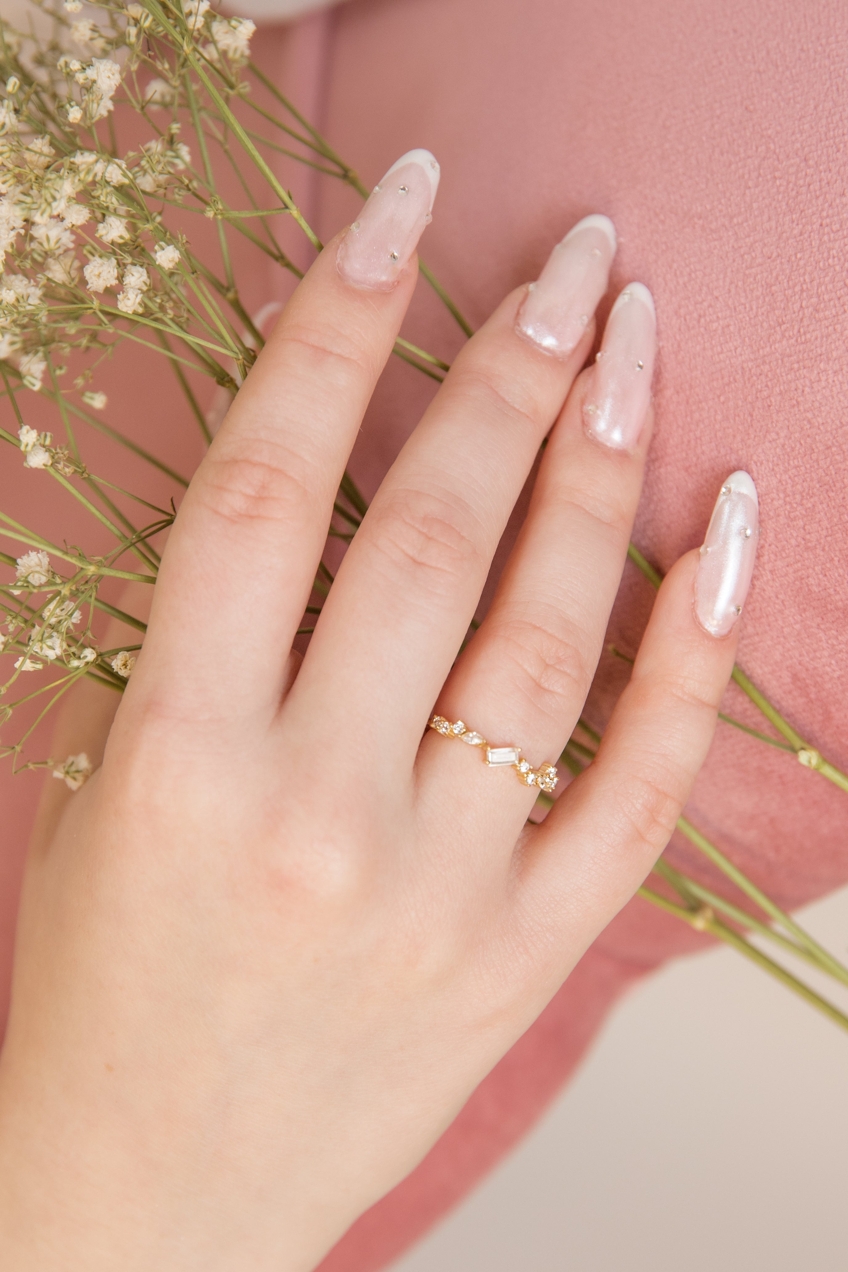 Asymmetrical Gold-Plated Multi-Stone Ring