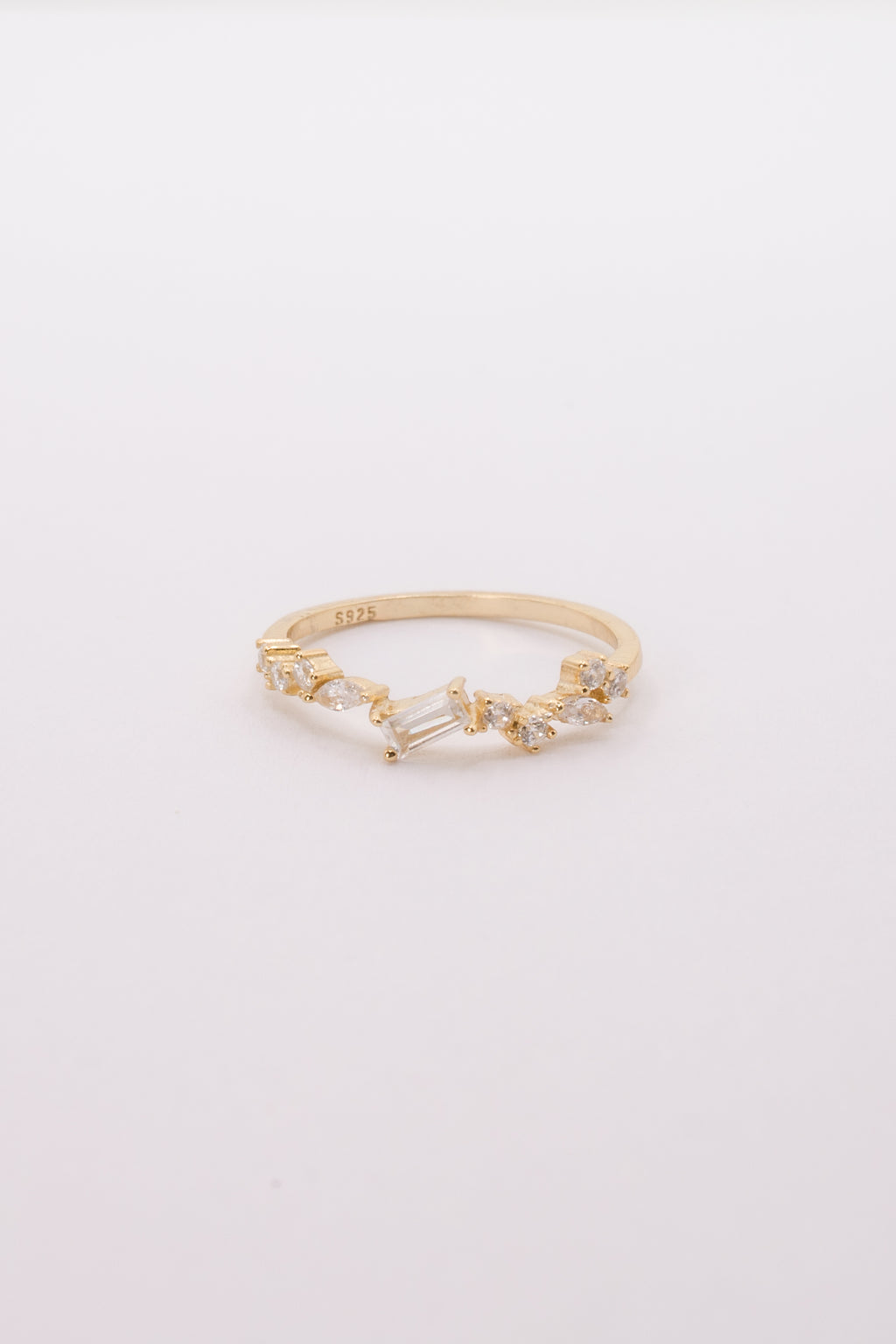 Asymmetrical Gold-Plated Multi-Stone Ring