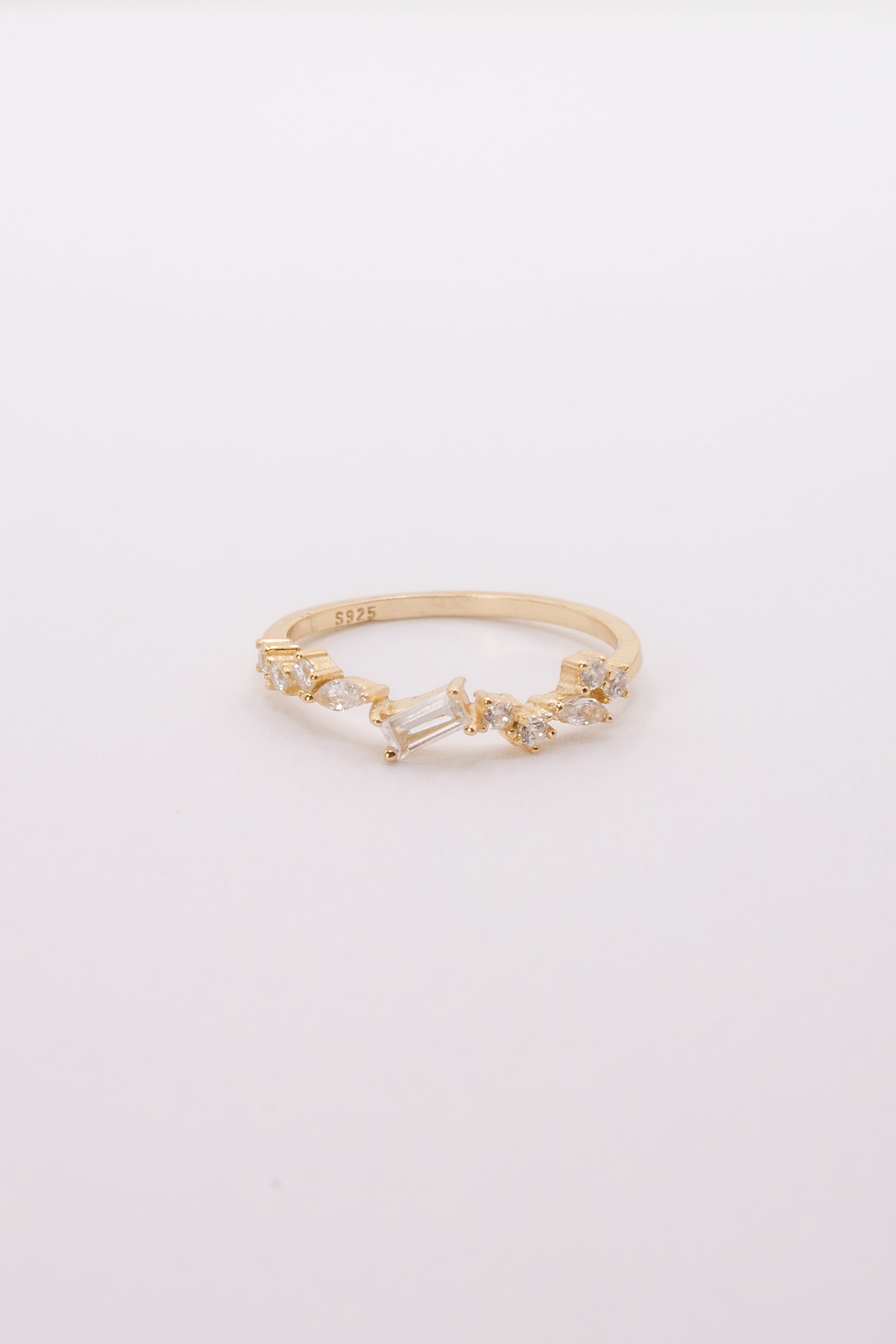 Asymmetrical Gold-Plated Multi-Stone Ring
