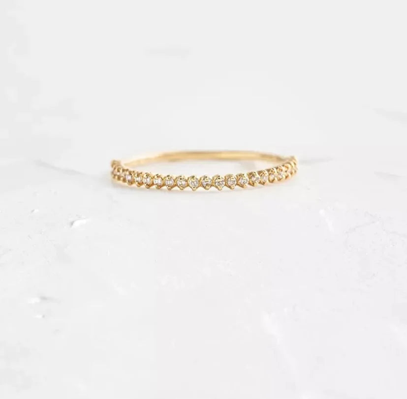 Slim Sterling Silver Ring with Zircons