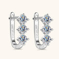Three Stone Moissanite Hoop Earrings