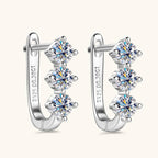 Three Stone Moissanite Hoop Earrings