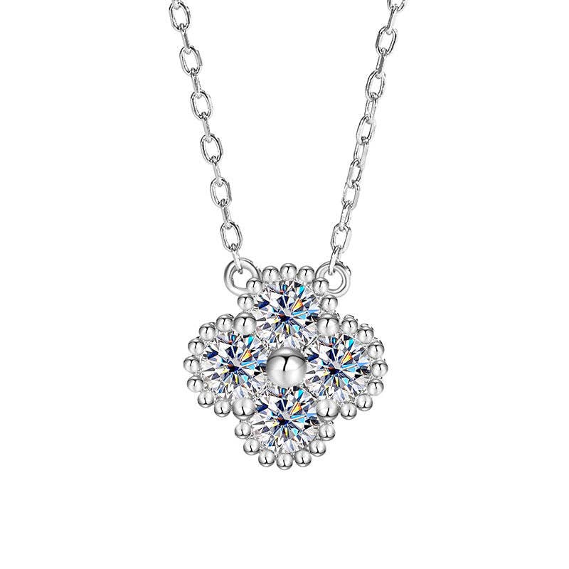Moissanite Four Leaf Clover Necklace in 925 Sterling Silver
